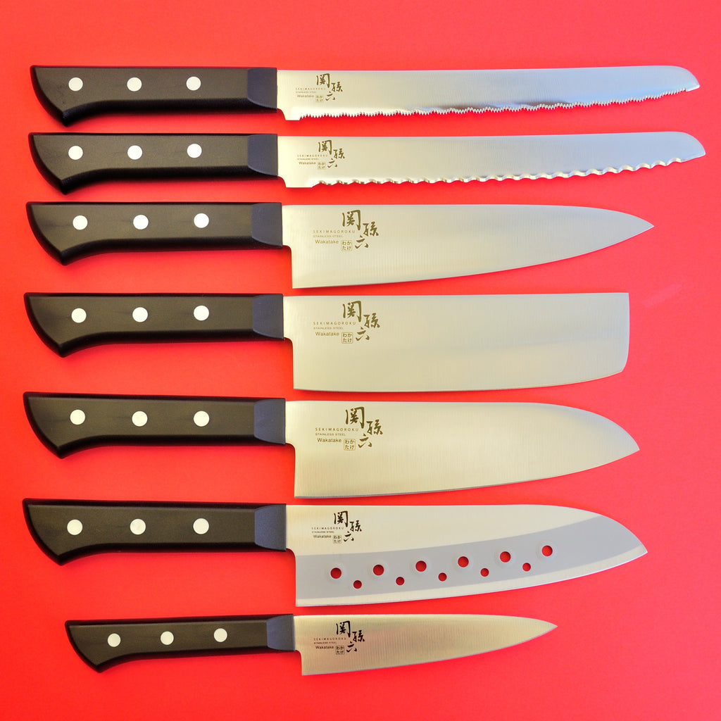 Japanese Knives set 7 KAI Seki Magoroku WAKATAKE Santoku chef's nakiri bread frozen Japan japanese