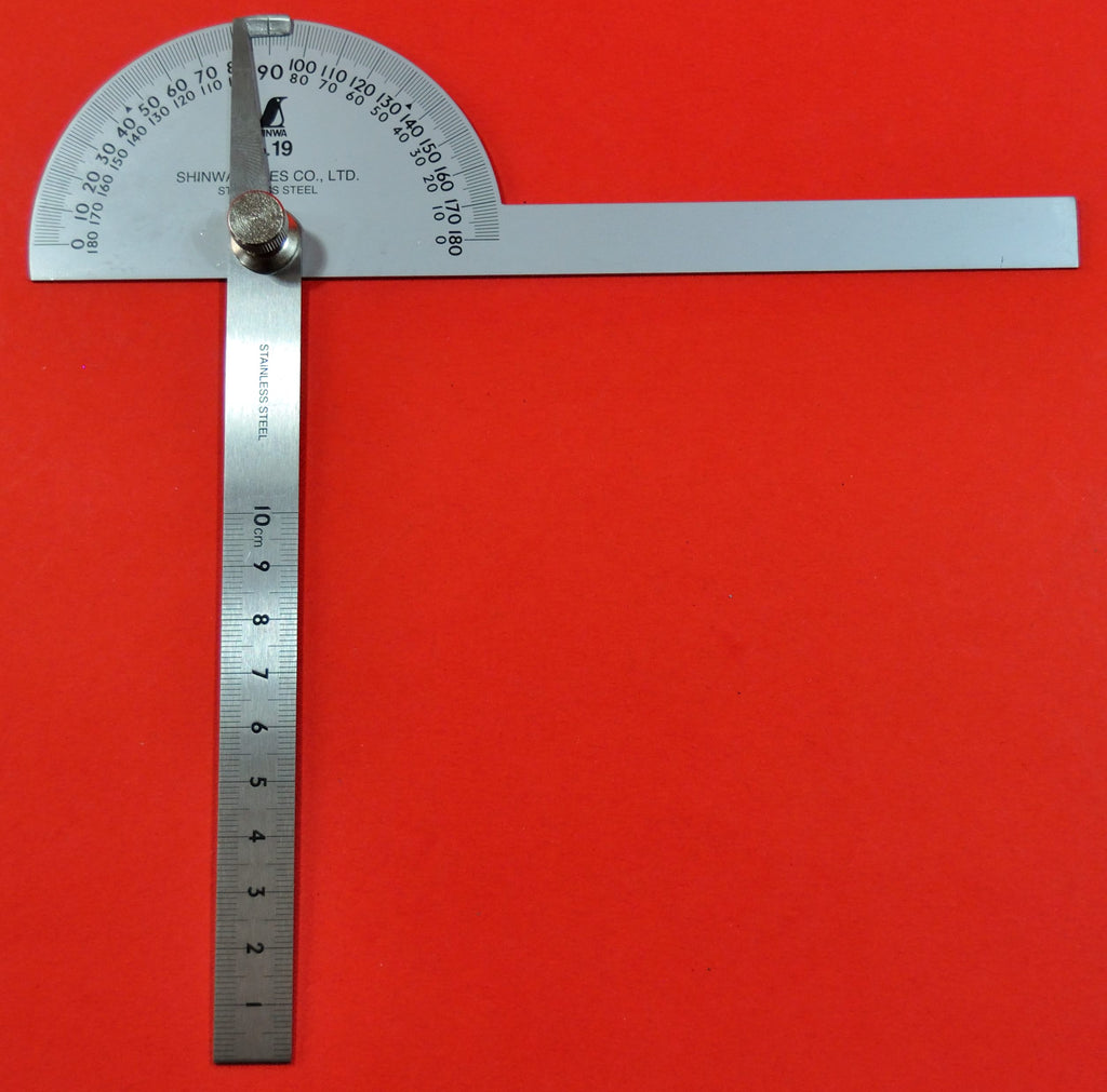 SHINWA Protractor No.19 198mm ⦰90mm Stainless steel 62490 Japan Japanese tool