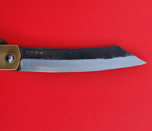 крупный план увеличить  клинка Японский карманный нож NAGAO HIGONOKAMI 120мм Японии чёрное лезвие Япония Японский