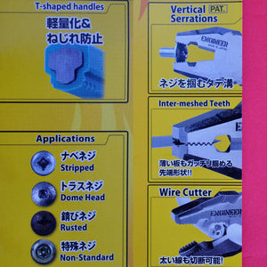 Modo de empleo Alicates de extracción  tornillos ENGINEER RX PZ-59 NEJI-SAURUS Japón Japonés herramienta carpintería